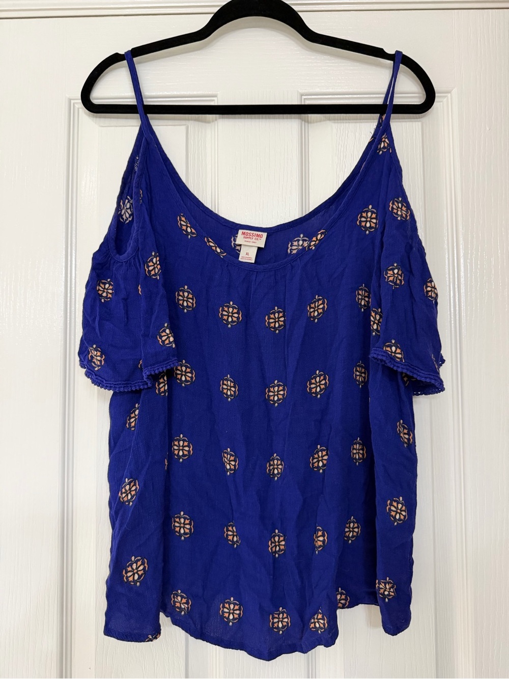 Vintage Mossimo Supply Co. Royal Blue Cold-Shoulder Embroidered Camisole